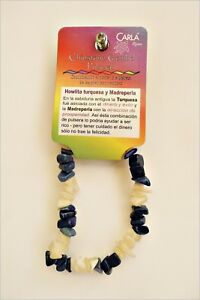 Howlita Turquesa y Madreperla pulsera de mineral, Howlite Turquoise bracelet C
