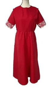 Amish Mennonite Cape Dress Medium Modest Conservative Warm Pink/Red B36 - Picture 1 of 14