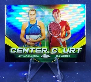 Aryna Sabalenka Iga Swiatek 2024 Topps cromo refractor de cancha central de tenis - Imagen 1 de 6