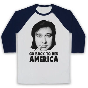 BILL HICKS UNOFFICIAL GO BACK TO BED AMERICA COMEDIAN 3/4 SLEEVE BASEBALL TEE - Picture 1 of 11