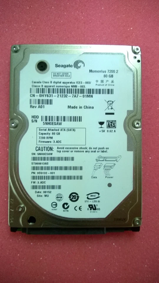 Seagate ST980813AS 80GB 7200 2.5" HDD 9S5132-031 DELL 0HY631 / HY631 - Image 1 of 1