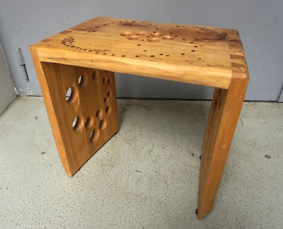 Vintage Design Holzhocker Schemel Hocker Holz Unikat anthroposophisch (F025-975) - Bild 1 von 4