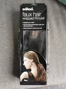 Nueva cola de caballo envuelta en cabello sintético Scunci - negra, pelable hasta 180 ° C - Imagen 1 de 8