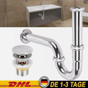 Sifon Siphon Pop Up Ablaufventil Ablaufgarnitur Mit Überlauf Waschbecken Abfluss - Bild 1 von 14