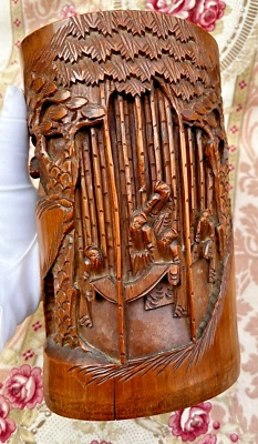  ANCIEN PORTE PINCEAUX EN BAMBOU CHINE FIN XIXe DÉBUT 1900 - Photo 1/4