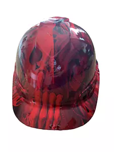 Custom Hydro Dipped Hard Hat Ridgeline Cap Style Kandy Red Ace of Skulls - Picture 1 of 4