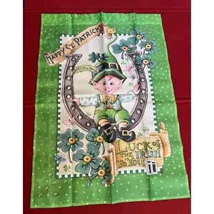 Vintage St. Patrick's Day Leprechaun Wall Hanging/Tea Towel / house flag - Picture 1 of 5
