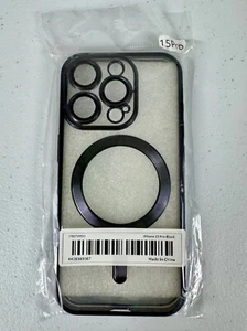 iPhone 15 Pro Klar/Schwarz Hülle Slim Plattier Mag Sicher Magnet NEU - Bild 1 von 3