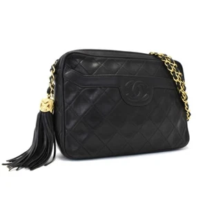CHANEL Matelasse Chain Shoulder Bag A01287 Coco Mark Leather Black. - Picture 1 of 12