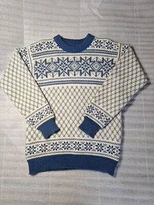 Vintage Dale of Norway Mens Sweater Sz Large (42) Fair Isle Snowflake Blue/White - Picture 1 of 18