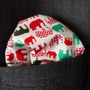 ELEPHANTS WATERMELON COLOUR COTTON POCKET SQUARE HANDKERCHIEF + 1 FREE GIFT - Picture 1 of 5