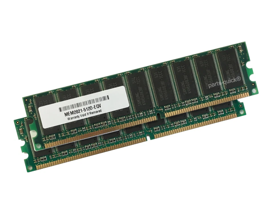 MEM2821-256U1024D 2x MEM2821-512D Cisco 2821 1GB ECC Router Memory  - Image 1 of 1