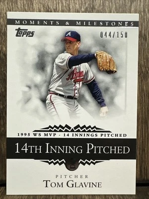 Topps Moments & Milestones 2007 Tom Glavine #138-14 entradas lanzadas #'d 44/150 Foto 1 de 4