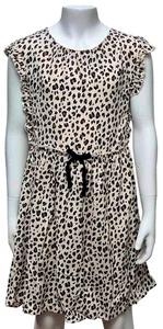 NEXT Kids Girls Lovely Long Short Sleeve 100% Viscose Leopard Print Dress - Picture 1 of 2