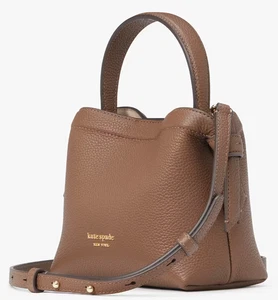 Kate Spade Knott Mini Crossbody Tote Bag Brown Leather Purse KD067 NWT $268 F - Picture 1 of 8