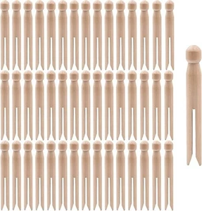 60 Pack Wooden Dolly Clothes Pegs Clothespins Wood Color for Washing Lines - Picture 1 of 7