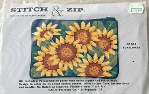 Nuevo Kit de punta de aguja con puntada y cremallera sellada Estuche de cosméticos Talla 514 Girasol - Imagen 1 de 2