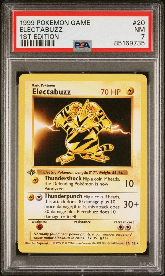 1999 POKEMON BASE SET 1ST EDITION #20 ELECTABUZZ PSA 7 - Image 1 of 3