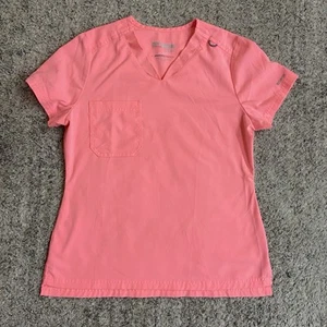 Grey's Anatomy By Barco Women's Scrub Top Spandex Stretch Small Hot Pink Pocket - Picture 1 of 11