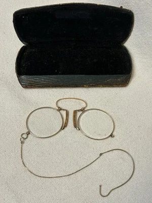 Antigua cadena de oreja de anteojos pince nez nariz corcho tono dorado/lavado Foto 1 de 4
