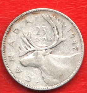 CANADÁ 25 CENTAVOS PLATA 1947 - Imagen 1 de 2