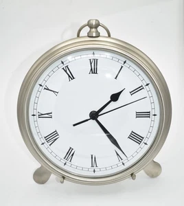 Pottery Barn Pocket Style Watch Wall Clock with Stand~Heavy Brushed Metal 9"~F/S - Picture 1 of 16