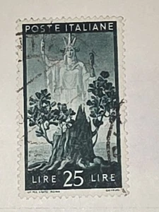 Vintage Italy 25 Lire Stamp Used - #F640 - Picture 1 of 1