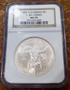 1996 D OLYMPICS - PARALYMPICS Silve commemorative $1 ngc ms70 - Picture 1 of 2