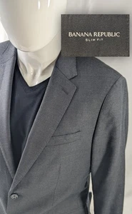 Neu ohne Etikett Banana Republic Marzotto Blazer Jacke grau Wolle Slim Fit 40R 42" - Bild 1 von 13