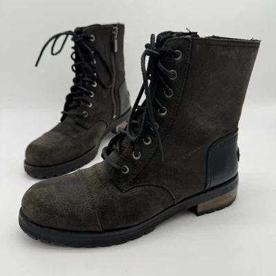 Botas de Combate Ugg Kilmer II Cuero Negro/Carbón $175 Encaje Cremallera Talla 8 Foto 1 de 4