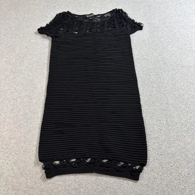 Vestido Bebe Para Mujer M Negro Tejido Abierto Crochet Manga Corta EE. UU. Bodycon Club Y2K Foto 1 de 4