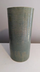 Vintage Zanesville Pottery Stone Age Modern Vase 10” Stoneware Vase 4010- Green - Picture 1 of 8
