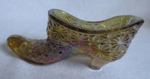 L E SMITH GLAS GÄNSEBLÜMCHEN UND KNOPF GOLD BERNSTEIN KARNEVAL SLIPPER SCHUH  - Bild 1 von 4