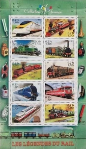 2001 BRIEFMARKE Frankreich Block Blatt BF 38 Les legends du rail Sammlung Jugend - Bild 1 von 2
