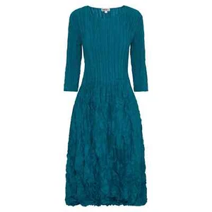 Vestido Alquema Panelo Manga 3/4 Bolsillo Aplastado Talla 2 M/L Verde azulado Arrugado Plisado Moderno - Imagen 1 de 12