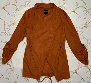 Desigual Women Brown Embroidered Adjustable Sleeves Opened Cardigan Size Small - Picture 1 of 8