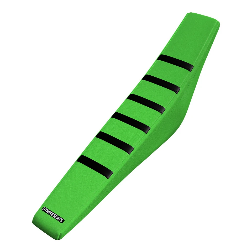 Capa de assento Kawasaki KX 100 2018 2019 2020 2021 com nervuras verde preta nervuras - Imagem 1 de 2