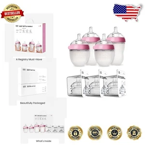 Pink Baby Bottle Bundle, 7-Piece Set with Anti-Colic Design – Perfect Gift - Picture 1 of 7