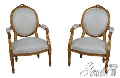 L65767: Pair French Louis XV Gold Gilt Finish Carved Armchairs - Image 1 of 4