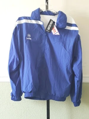 XARA футбол куртка мужская XL новый с Ярлыками винтажный 90-х Y2K Waterfroof синий белый - Изображение 1 из 4