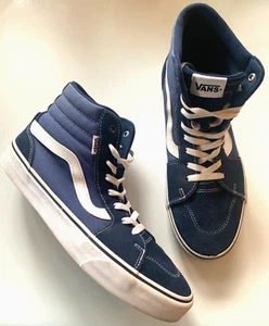 VANS Sneakers Mens 10 SK8 Hi OFF THE WALL Suede Fabric High Top Navy White 43 EU - Picture 1 of 8