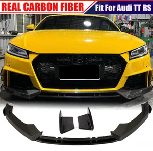 Fits Audi TT RS TTRS 2016-2018 Front Bumper Lip Spoiler Splitter REAL CARBON  - Picture 1 of 13