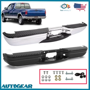 Steel Rear Step Bumper For 1997-2004 Ford F-150 97-03 Ford F150 Chrome & Black - Picture 1 of 34