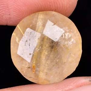 100% Natural Round Golden Rutile Quartz Cut Cabochon Top Quality 9.75Cts 14x09MM - Picture 1 of 7