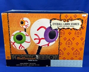 New - 5 EYEBALL LAWN STAKES Halloween Decoration LIGHT-UP Lights Indoor/Outdoor - Picture 1 of 16