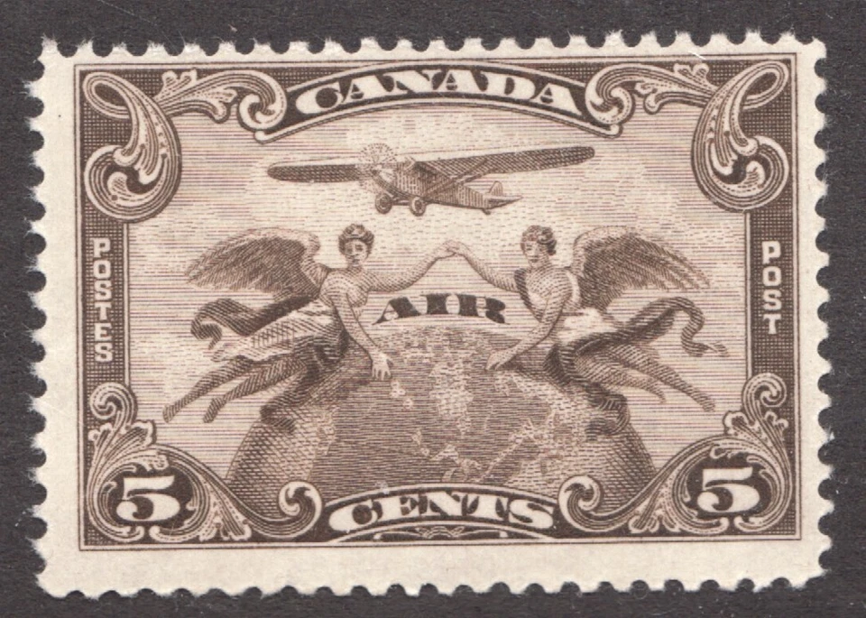 1928 Canada Sc #C1 - 5¢ Airmail - Globe, Airplane & Winged Figures - MNH - Image 1 of 1