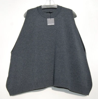 NWT Eskandar TITANIUM MID Weight Cashmere A-Line Round Neck 30" Long Vest O/S - Image 1 of 4