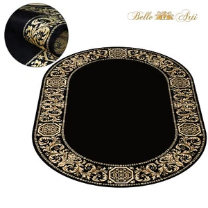 Wohnzimmer Teppich 152x230 cm Oval Schwarz Mäander Carpet Rug 541 - Bild 1 von 4