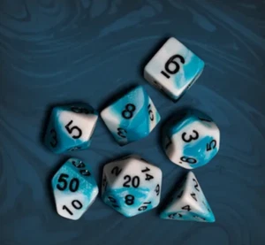 Blue and White Two Tone Dice Set, Polyhedral 7 Dice Set for D&D Tabletop Games - Picture 1 of 1