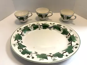12 1/2” Oval Platter Napoleon Ivy Wedgwood of Etruria & Barlaston And Cups - Picture 1 of 9